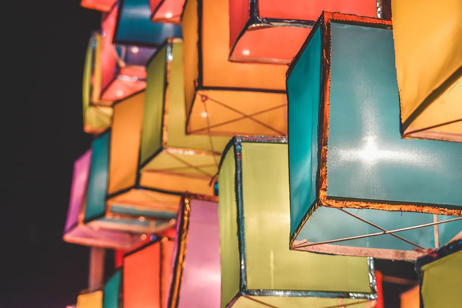 colors, the light, lamp, indoors, no people, focus on foreground HD wallpaper