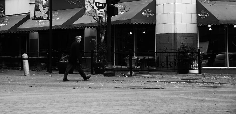 downtown, people, man, walking, street, real people, architecture HD wallpaper