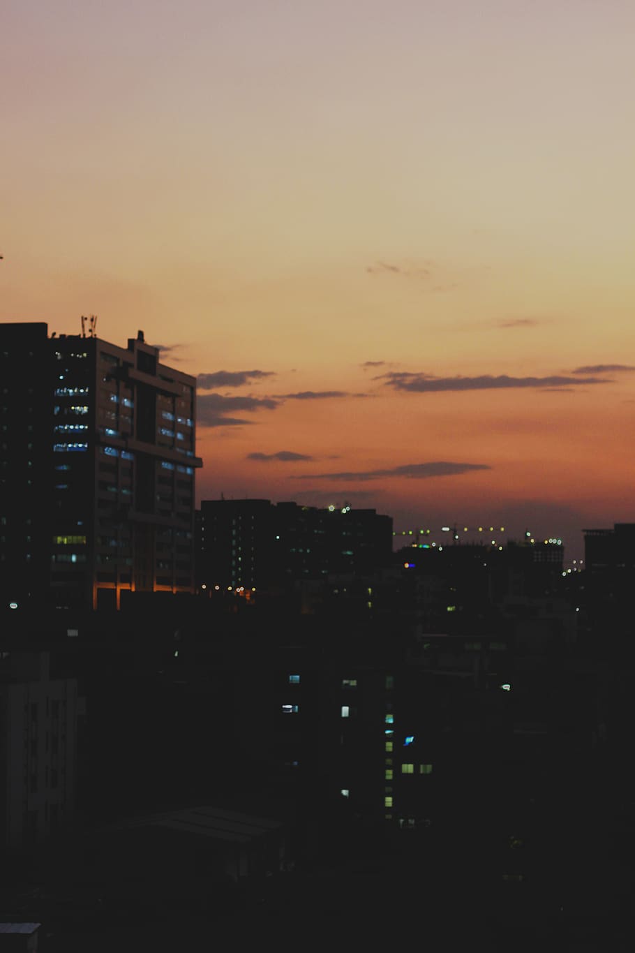 sunset, cloudscape, cityscape, town, building, collection, building exterior HD wallpaper