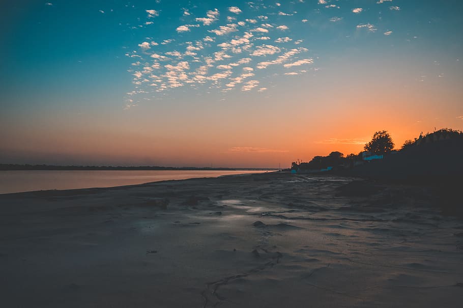 Seaside Taken during Sunset, beach, clouds, dusk, evening, evening sky HD wallpaper