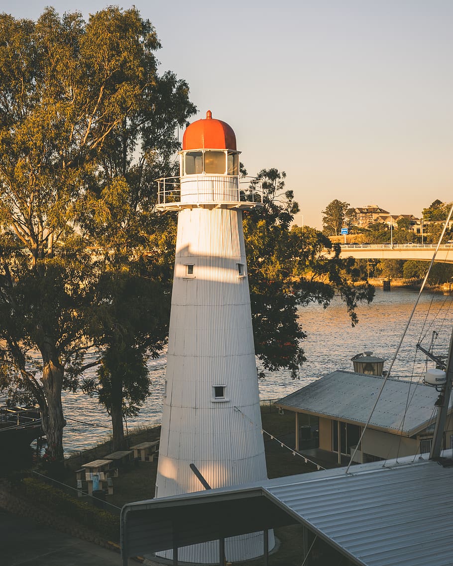 lighthouse beside house during daytime, beacon, australia, brisbane city HD wallpaper