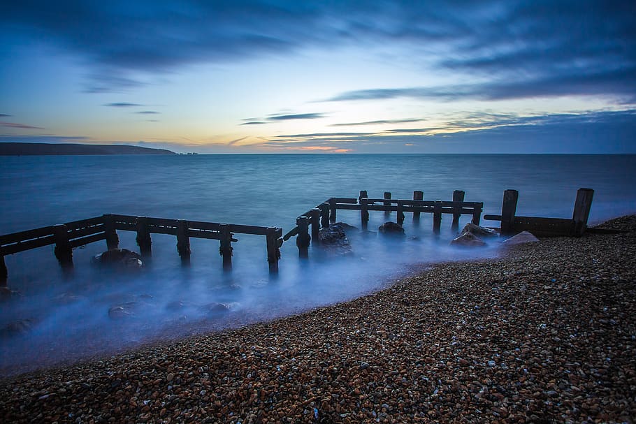 Scenic View of Sea Against Sky, beach, calm, clouds, coast, dawn HD wallpaper