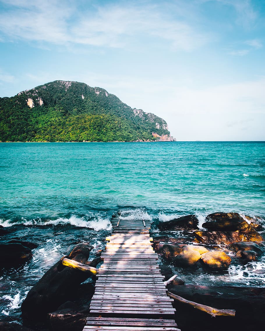 thailand, phi phi islands, blue, scenery, rocks, view, beach HD wallpaper