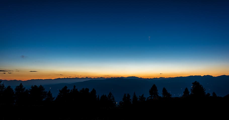 italy, compatsch, horizon, sunset, mountains, sky, alps, silhouette HD wallpaper
