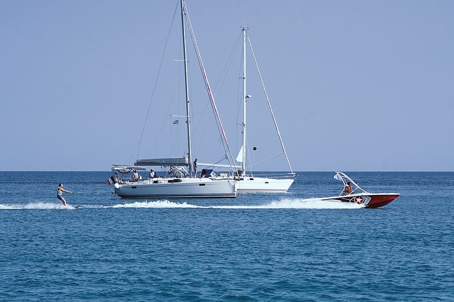 greece, parga, sea, ocean, sport, sports, watersport, waterski HD wallpaper