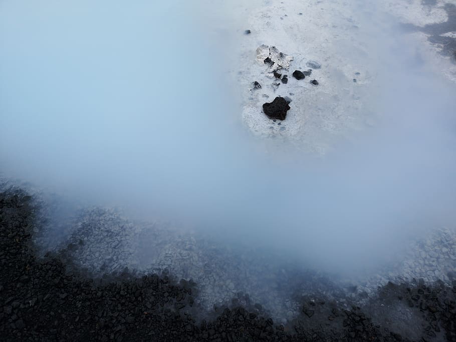 snow-covered water, nature, outdoors, weather, iceland, path into the blue lagoon HD wallpaper