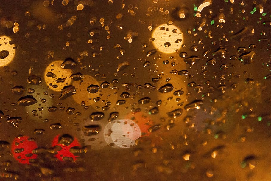 bokeh, spot, background, desktop, night, rain, drop, wet, glass - material HD wallpaper