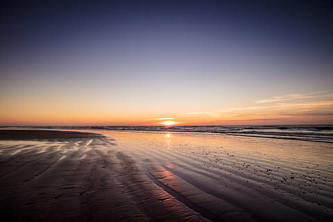 sea, sand, beach, sunset, seascape, landscape, coastal, beautiful HD wallpaper