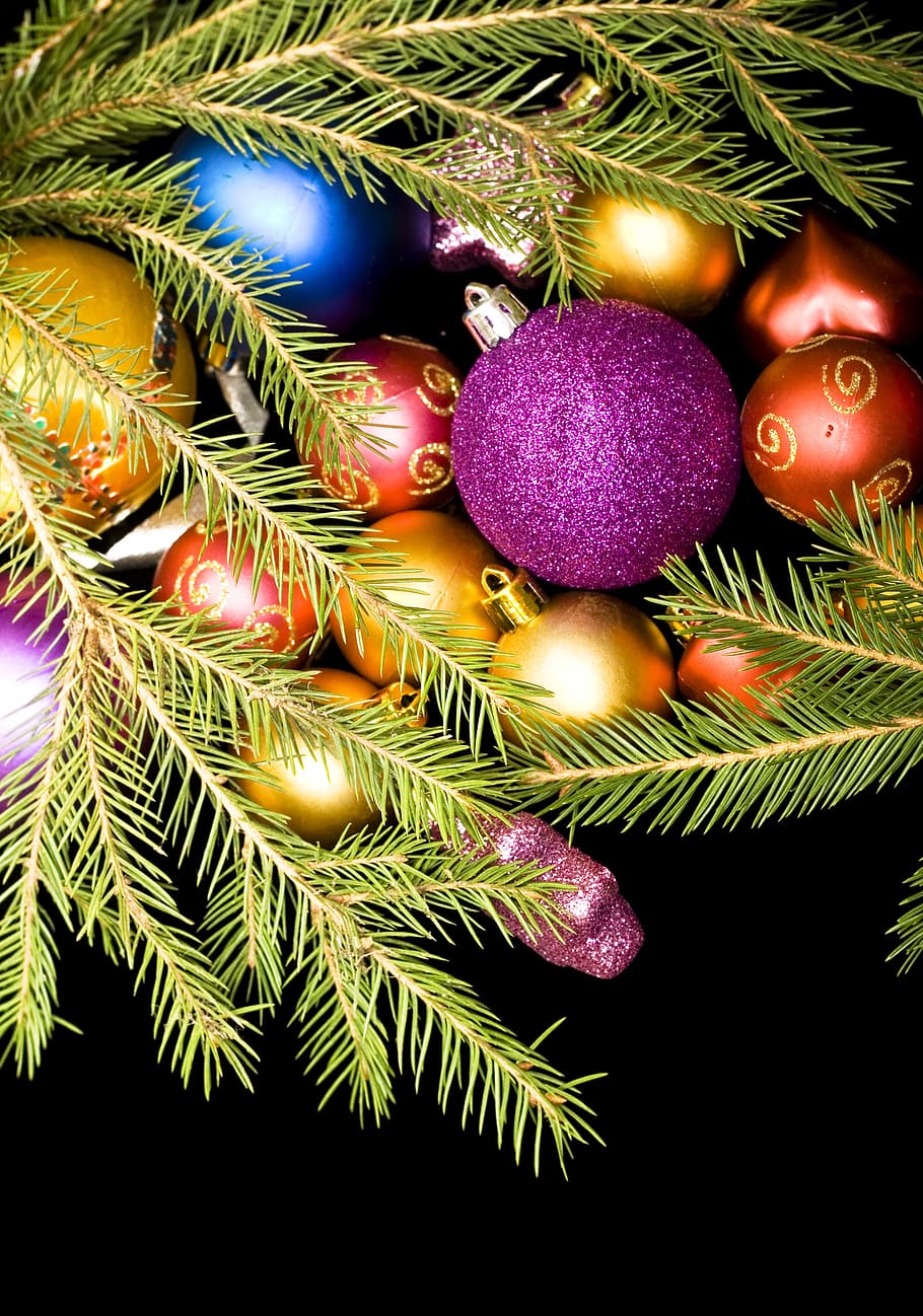 background, ball, bauble, branch, bright, celebration, christmas HD wallpaper