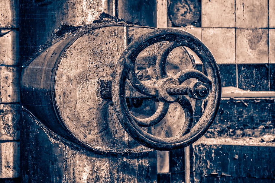 valve, wheel, industry, old, metal, factory, industrial plant HD wallpaper