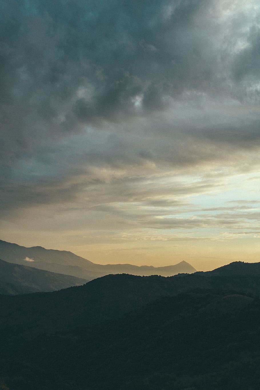 mountains, landscape, sunset, dusk, clouds, sky, beauty in nature HD wallpaper