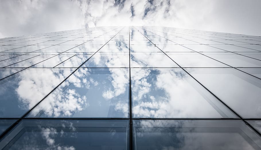 france, la défense, reflections, clouds, sky, architecture HD wallpaper