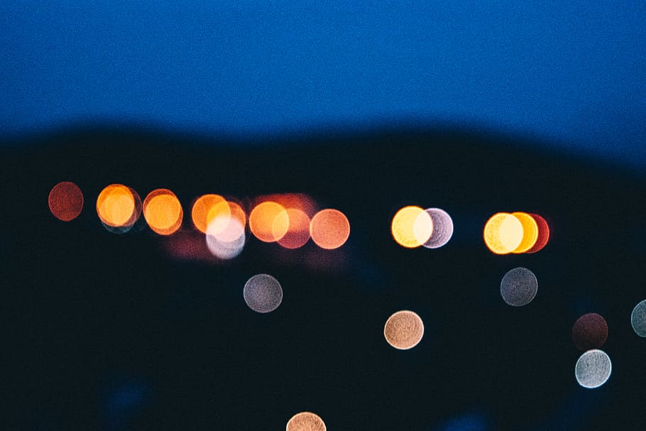 greece, kavala, night, lights, bokeh, dark, noisy, city, out of focus HD wallpaper