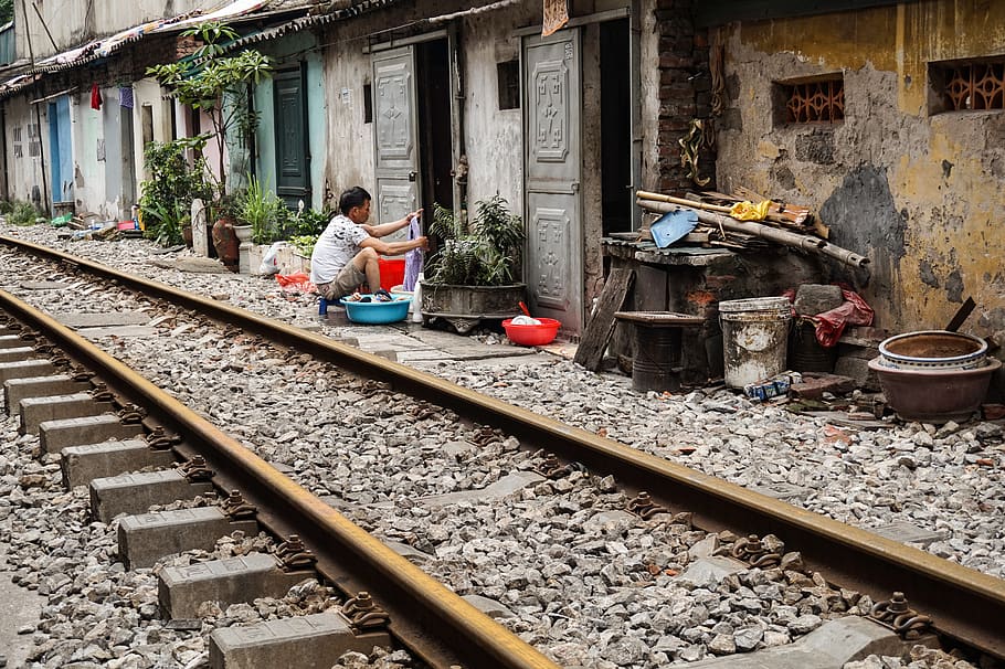 vietnam, hanoi, asia, train track, rail transportation, railroad track, HD wallpaper