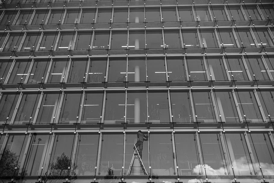 building, windows, cleaner, architecture, glass, built structure HD wallpaper