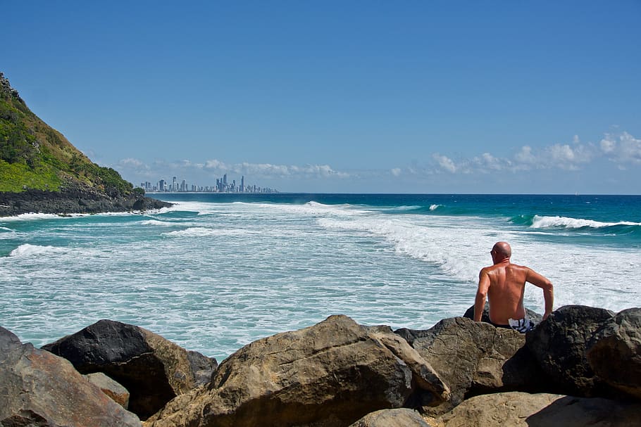 surf, view, ocean, city, horizon, outlook, beach, wave, coast HD wallpaper