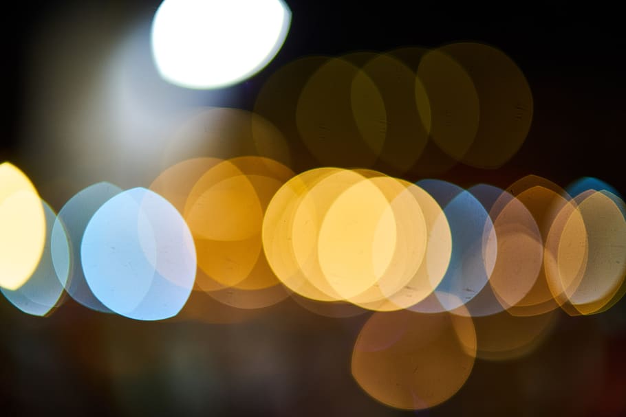 Brown and Blue Bokeh Lights, blur, blurred, blurry, illuminated HD wallpaper
