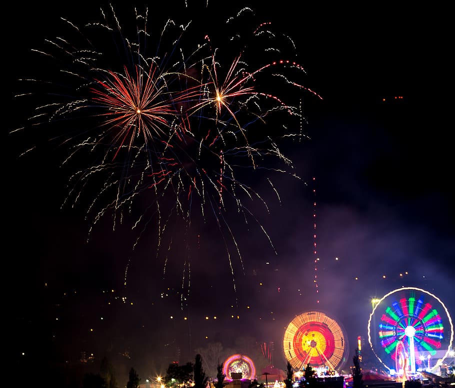 australia, canberra, fireworks, night, arts culture and entertainment HD wallpaper