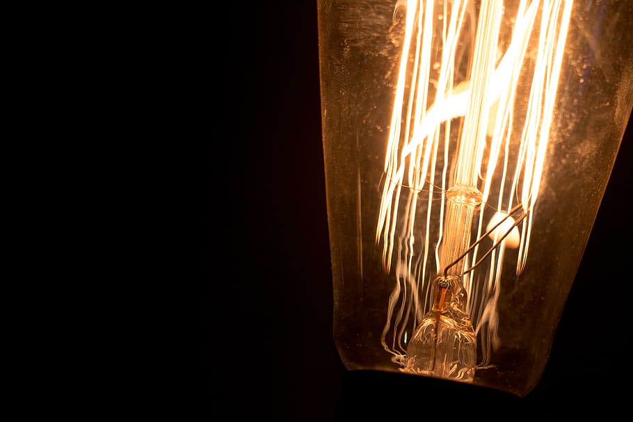 light, dark, edison, bulb, blankspace, idea, black background HD wallpaper