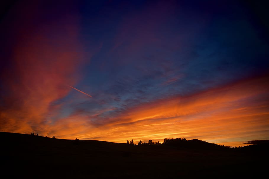 sunset scenery, sunrise, sky, nature, outdoors, red sky, dusk HD wallpaper