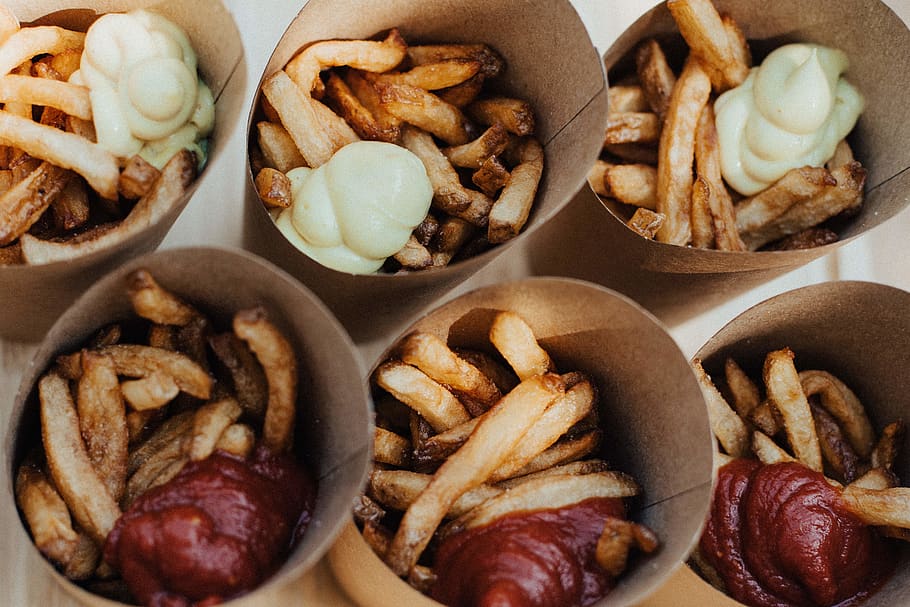 fries in brown cup, food, food and drink, ready-to-eat, fast food HD wallpaper