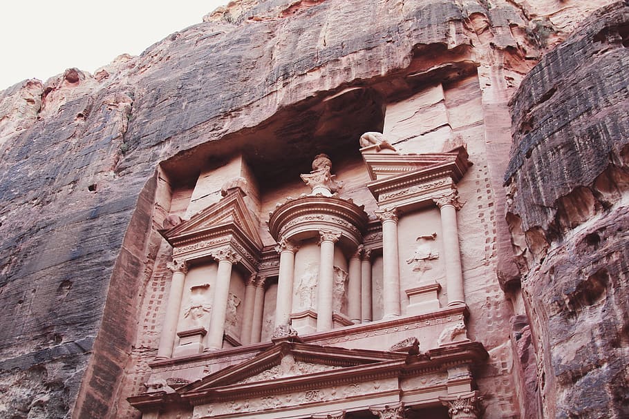 jordan, the treasury, nature, petra, carving, civilization