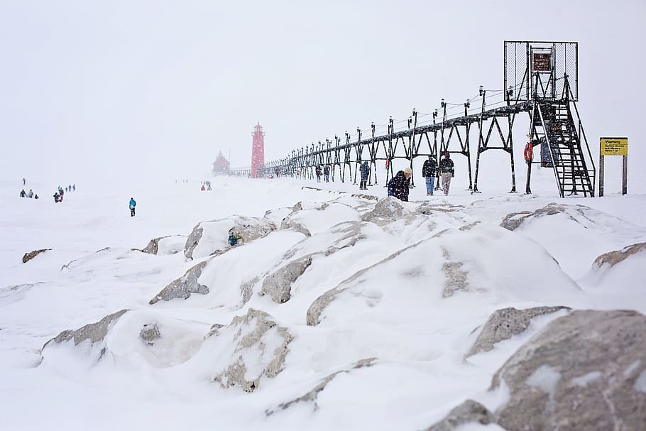 pier, construction, architecture, winter, ice, snow, frozen HD wallpaper