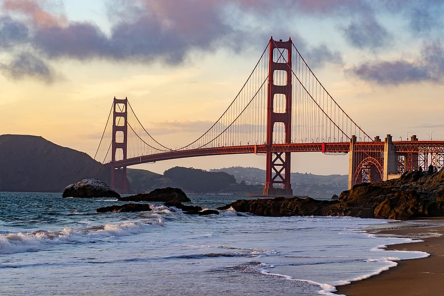 San Francisco bridge, water, sky, sea, cloud - sky, travel destinations HD wallpaper