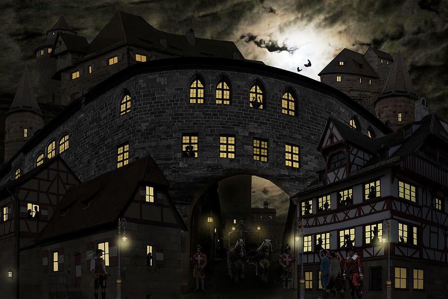 middleage, construction, architecture, building, night, knight HD wallpaper