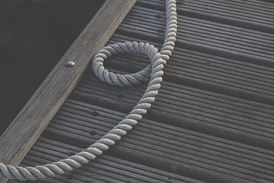 Rope on Wooden Dock, daytime, strength, no people, pattern, connection HD wallpaper