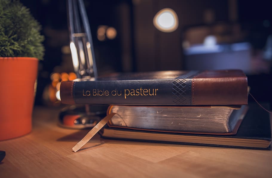 bible, pastor, christian, book, wooden desk, christian book, HD wallpaper