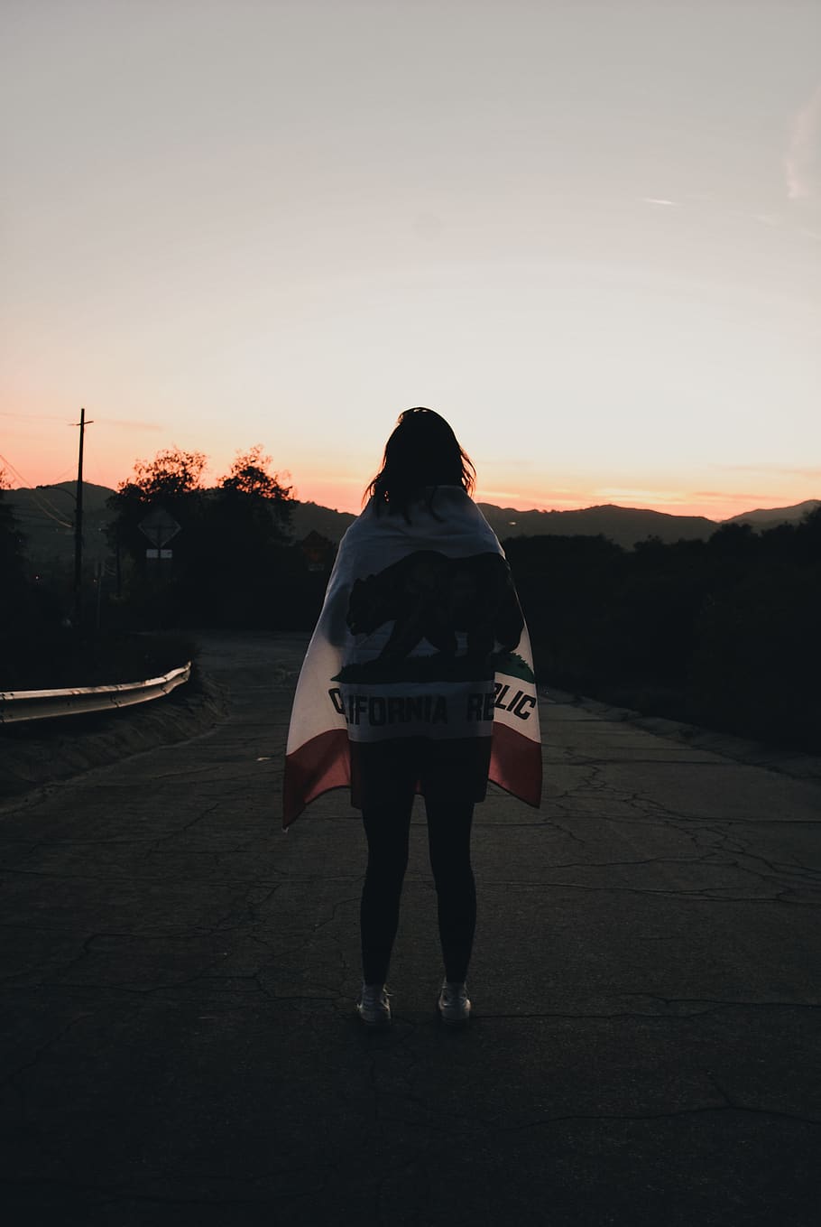 rear view, sunset, sky, real people, one person, full length HD wallpaper