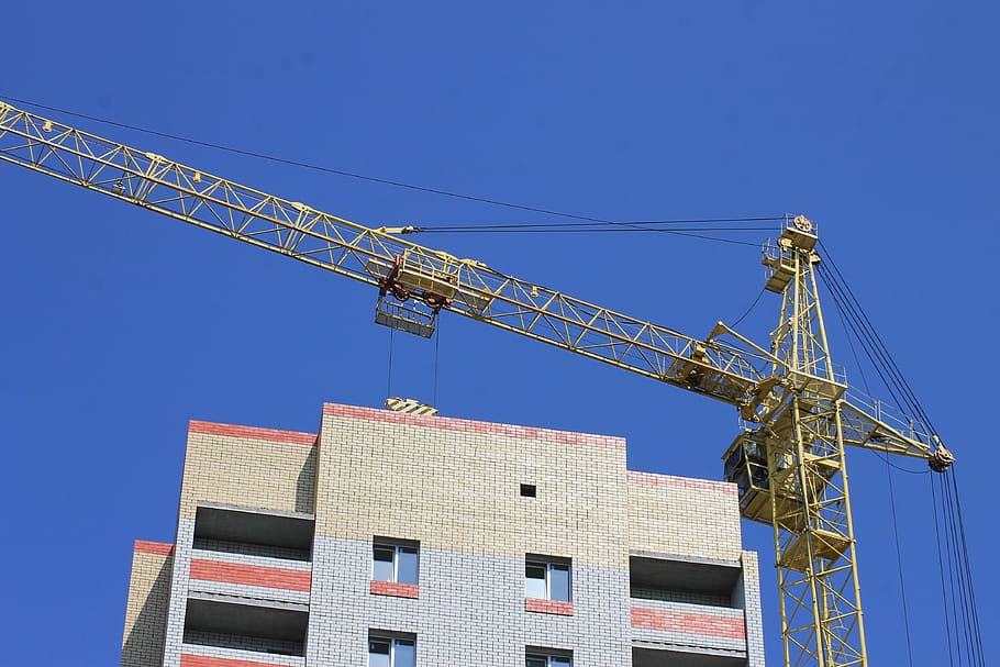 construction, crane, building, assembly, work, metal, landscape HD wallpaper