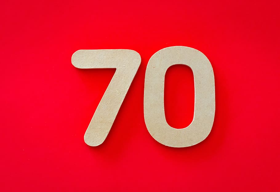 70 Text, close-up, colors, cutout, numbers, red, colored background, HD wallpaper
