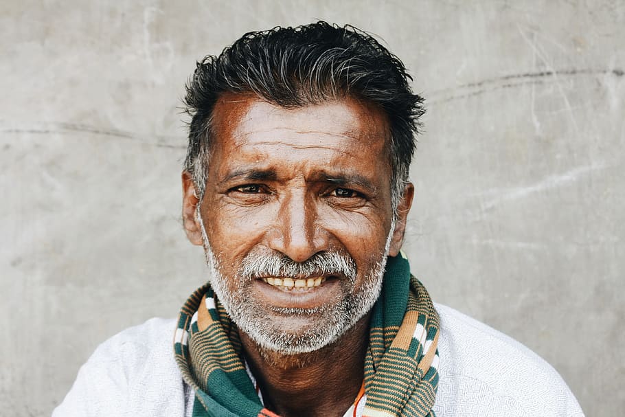 close-up photo of man in white shirt smiling while taking photo, HD wallpaper