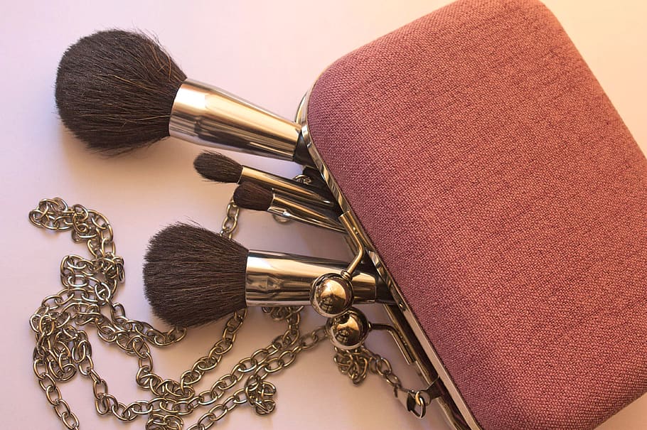 cosmetics, brush, makeup, make-up, bag, handbag, set, eyes HD wallpaper