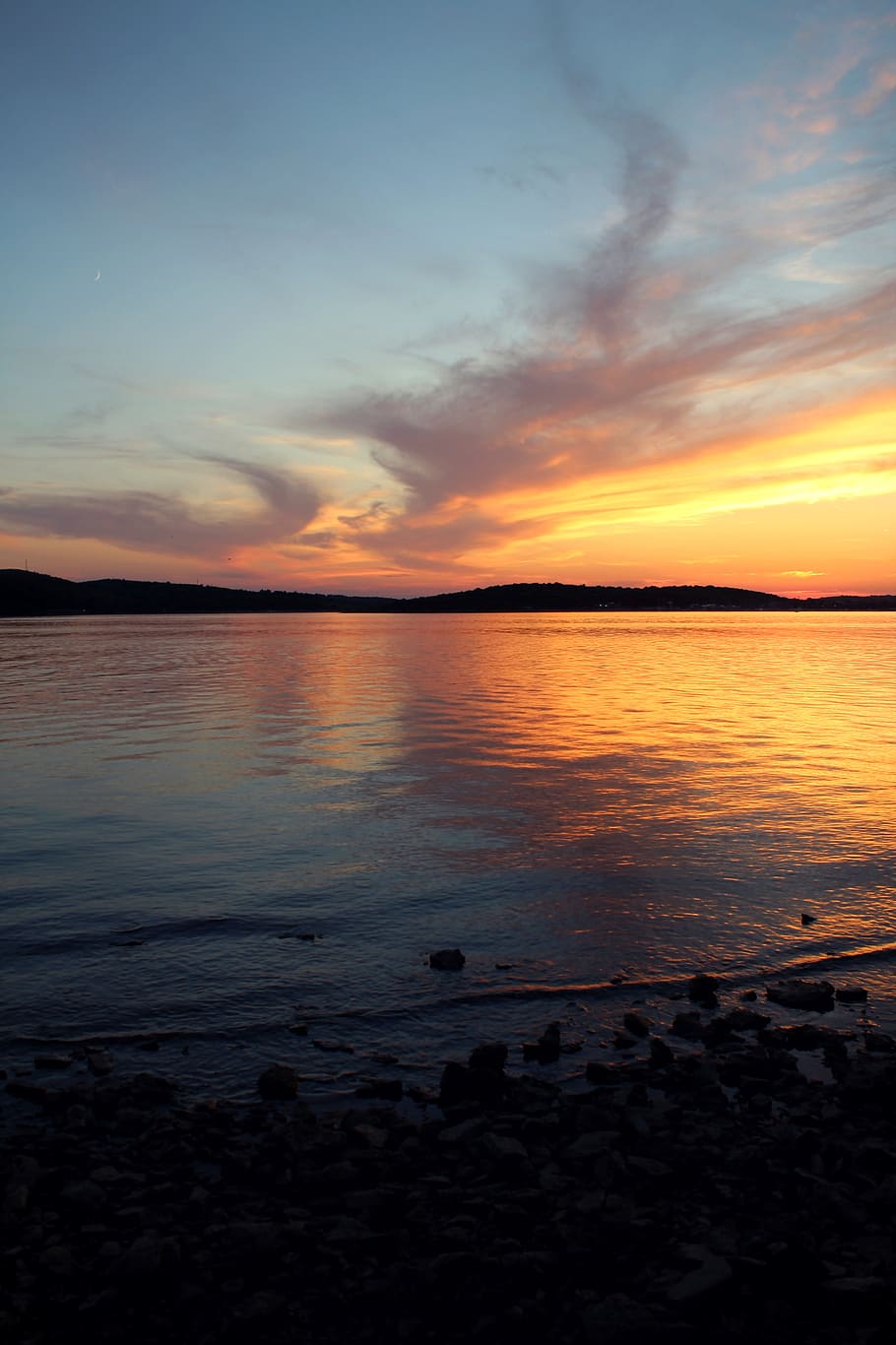 croatia, sunset, sky, clouds, sea, colours, colors, lake, horizont HD wallpaper