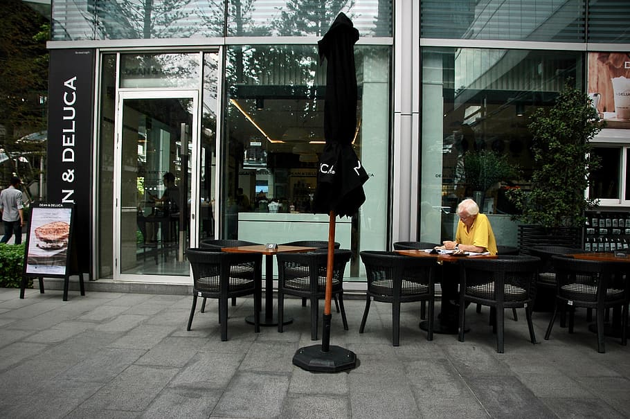 reading, cafe, coffee shop, seat, table, real people, chair HD wallpaper