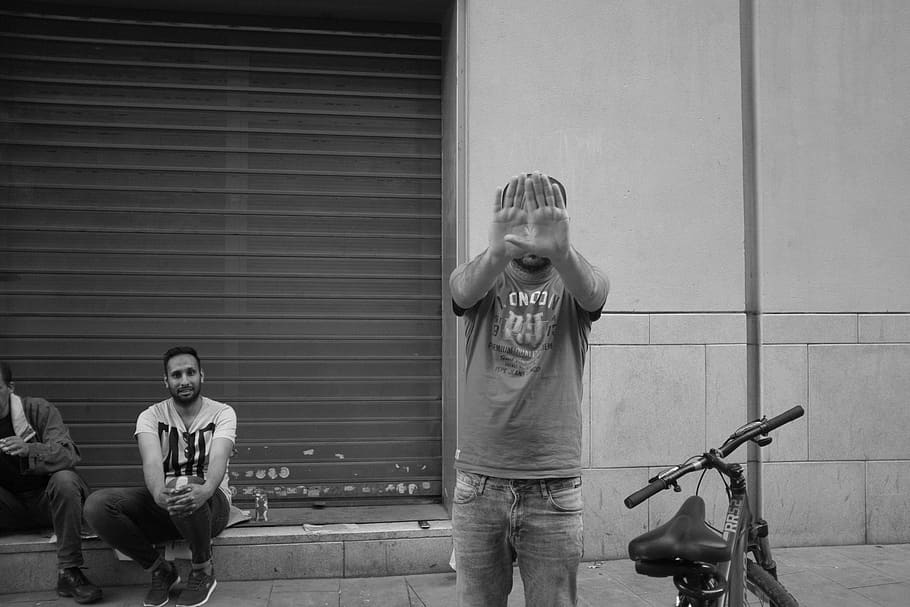 spain, barcelona, hands, stop, people, child, males, men, casual clothing HD wallpaper