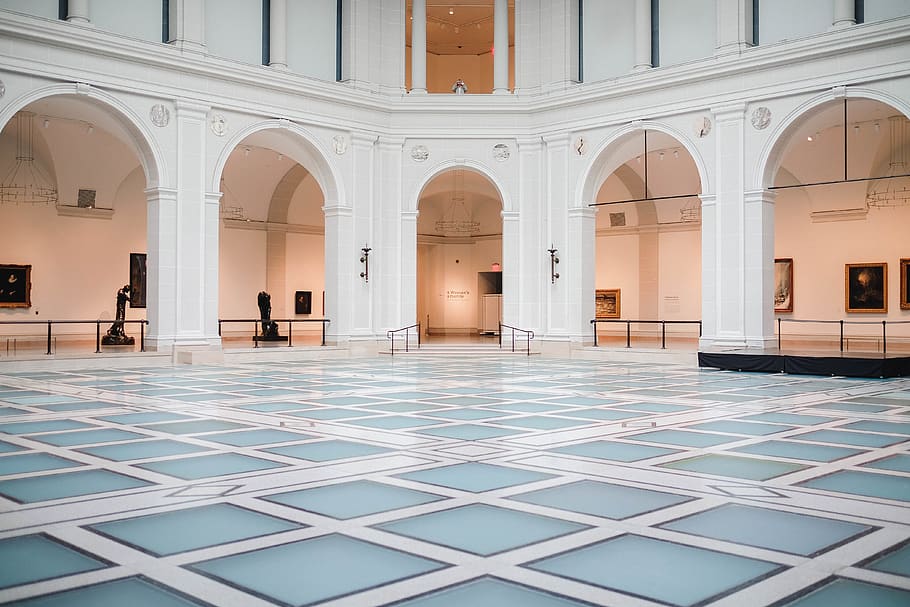 blue and white ceramic tile flooring, architecture, built structure HD wallpaper