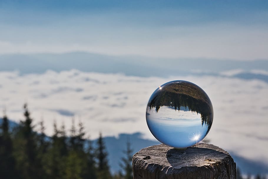 great disc, glass ball, cloud cover, clouds, selva marine, nebellandschaft, HD wallpaper