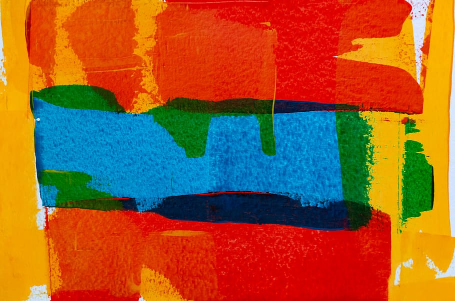 Blue, Red, and Green Abstract Painting, abstract expressionism, HD wallpaper