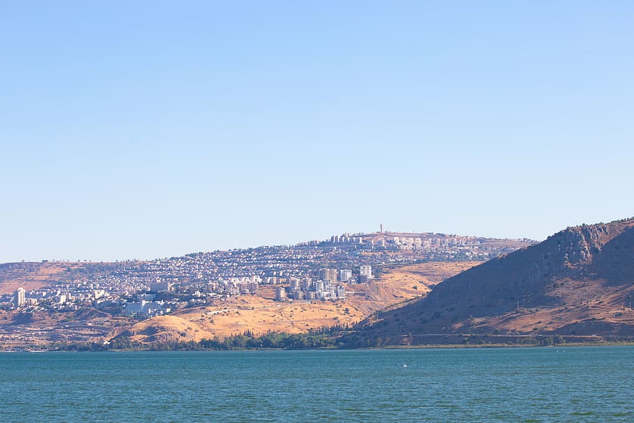 israel, sea of galilee, blue, golden, lake, hillside, middle east, HD wallpaper