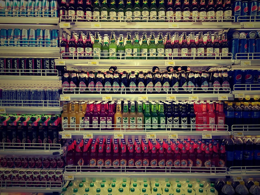 soft drinks, soda, mall, cairo, egypt, choice, shelf, variation HD wallpaper