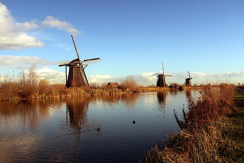 kinderdijk, mill, mills, netherlands, holland, tourism, wind mill HD wallpaper