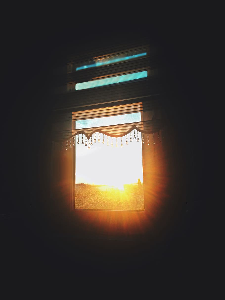 open blinds of window against sun rays, sunlight, window pane HD wallpaper