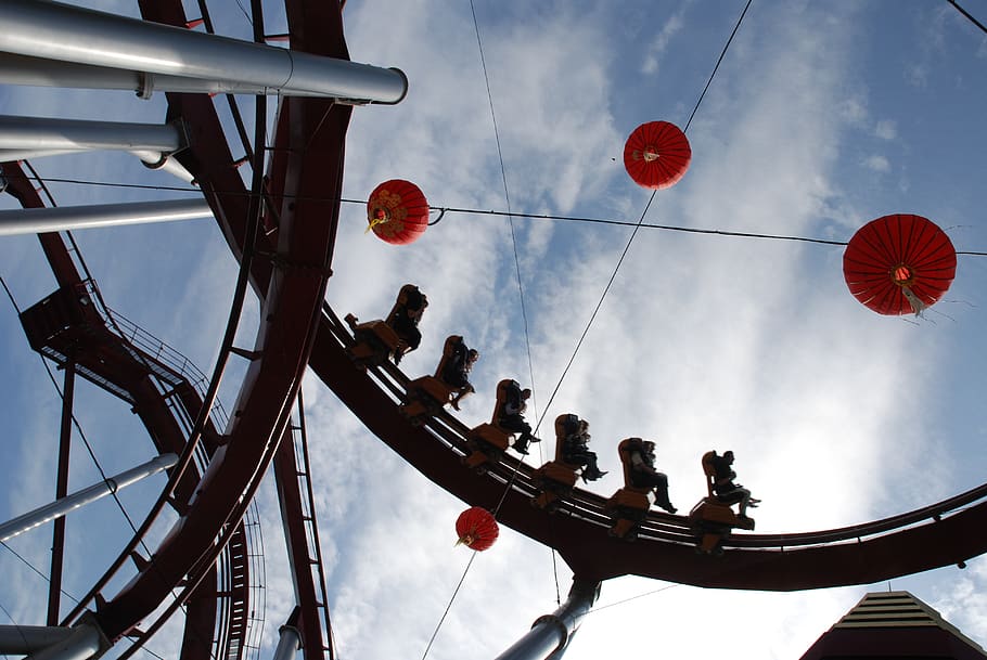 danmark, copenhagen, tivoli, rollercoster, sky, low angle view HD wallpaper