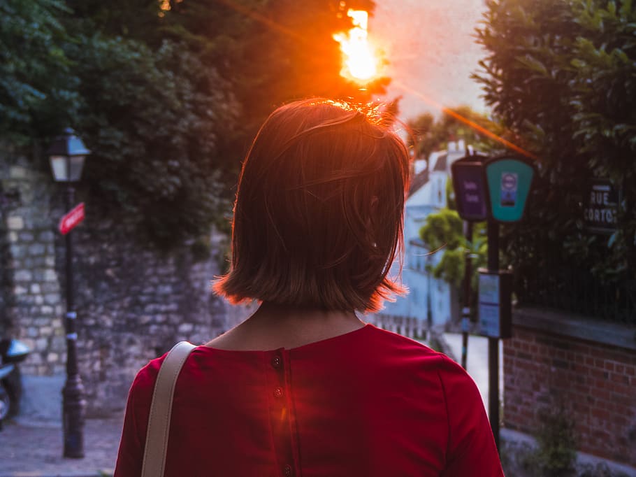 man looking at sunset, parking, parking lot, parking meter, human HD wallpaper