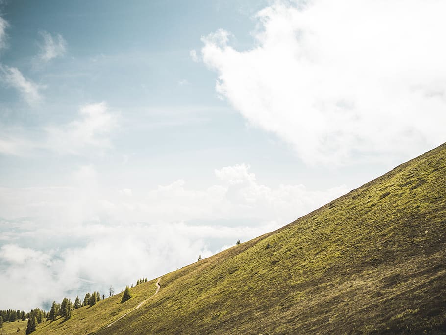 Photo of Plain Mountain Under Clear Blue Sky, austria, clouds HD wallpaper