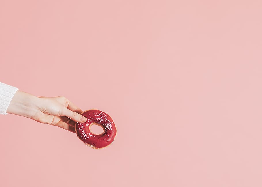 doughnut, delicious, pink, dessert, eat, flavor, food, glazed HD wallpaper